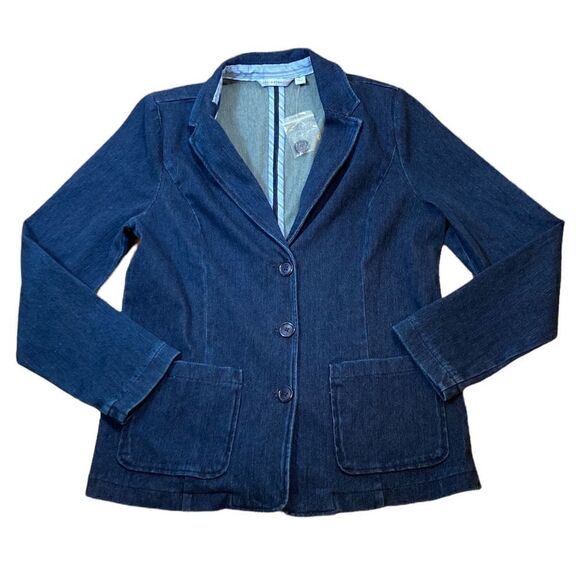 🆕 Isaac Mizrahi Dark Blue Denim Blazer, Size M, NWOT - Picture 1 of 4